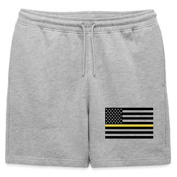 Dispatcher Yellow Line - Mens' Premium Organic Sweatshorts - heather grey - Front - AI Model Male 178 light (178cm)