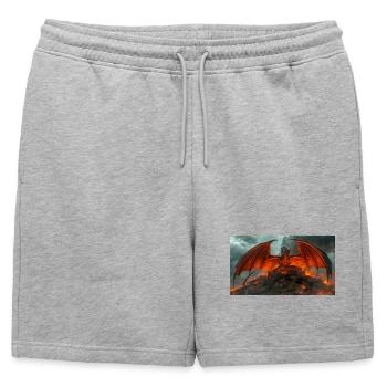 Un dragon menace le royaume paisible de Beowulf - Short de survêtement homme premium - gris chiné - Devant - AI Model Male 178 light (178cm)