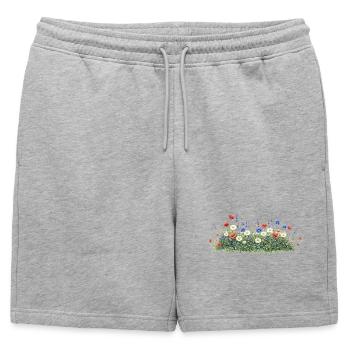 Prairie colorée de fleurs sauvages avec des marguerites - Short de survêtement homme premium - gris chiné - Devant - AI Model Male 178 light (178cm)
