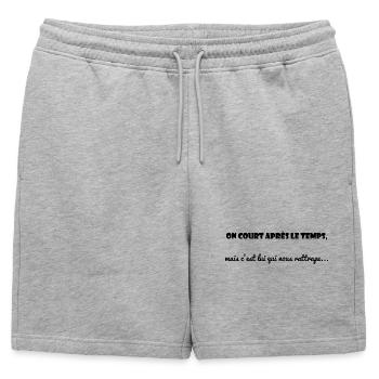 MESSAGE. CITATIONS. HUMOUR. CITATIONS DRÔLES - Short de survêtement homme premium - gris chiné - Devant - AI Model Male 178 light (178cm)