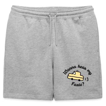 Willst du meine Fürze hören? Lustiges T-Shirt - Männer Premium Organic Sweatshorts - Grau meliert - Vorne - AI Model Male 178 light (178cm)