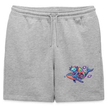 Motif fantastique amusant Cosmos néon Cosmos Caméléon et Baleine Fantastique Cool - Short de survêtement homme premium - gris chiné - Devant - AI Model Male 178 light (178cm)