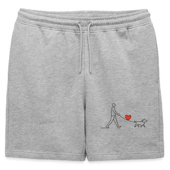Promenade de cœur Chien Amour Cœur Amour Amour animal - Short de survêtement homme premium - gris chiné - Devant - AI Model Male 178 light (178cm)