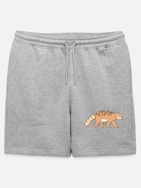 Red Tiger Striped Panda - Mens' Premium Organic Sweatshorts - heather grey