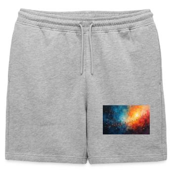 Aube Cosmic Abstract Splash - Short de survêtement homme premium - gris chiné - Devant - AI Model Male 178 light (178cm)