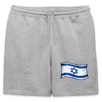 Drapeau israélien : Étoile de David - Short de survêtement homme premium - gris chiné - Devant - AI Model Male 178 light (178cm)