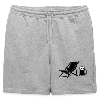 Silhouette de la chaise longue et de la chope de bière - Short de survêtement homme premium - gris chiné - Devant - AI Model Male 178 light (178cm)