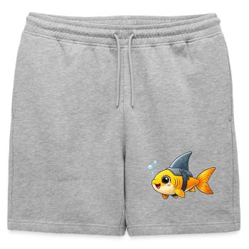 Dessin animé pour enfants drôles de poissons avec nageoires de requin - Short de survêtement homme premium - gris chiné - Devant - AI Model Male 178 light (178cm)
