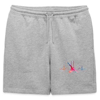 Écrographie du rythme auditif aérien, trapèze nuageux - Short de survêtement homme premium - gris chiné - Devant - AI Model Male 178 light (178cm)
