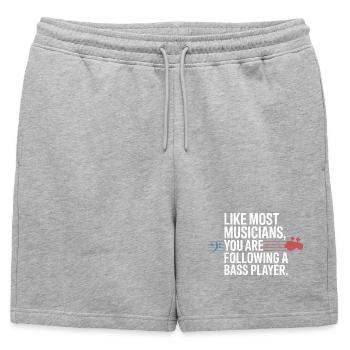 Bassist Following A Bass Player Band Bassspieler - Mens' Premium Organic Sweatshorts - heather grey - Front - AI Model Male 178 light (178cm)