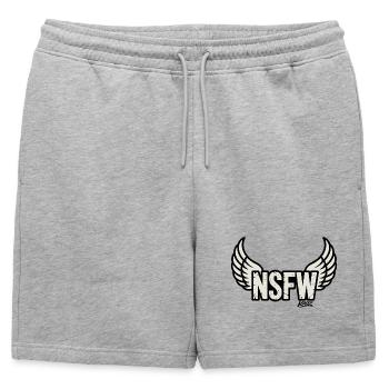 NSFW Wings Crest - Mens' Premium Organic Sweatshorts - heather grey - Front - AI Model Male 178 light (178cm)