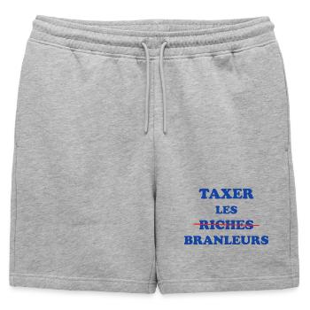 Taxer les riches branleurs - Short de survêtement homme premium - gris chiné - Devant - AI Model Male 178 light (178cm)