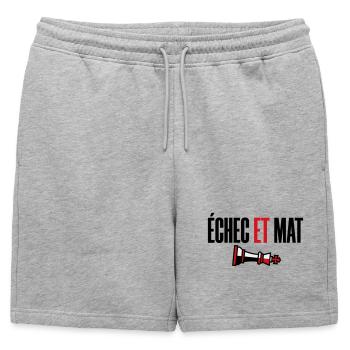 Victoire Échec et Mat Roi Renversé Style Moderne - Short de survêtement homme premium - gris chiné - Devant - AI Model Male 178 light (178cm)