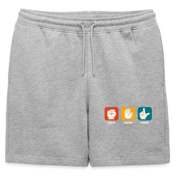 Pierre, papier, perdant, sarcasme, drôles, - Short de survêtement homme premium - gris chiné - Devant - AI Model Male 178 light (178cm)