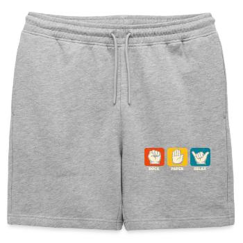 Stone Paper Relax, stay loose, funnier - Mens' Premium Organic Sweatshorts - heather grey - Front - AI Model Male 178 light (178cm)