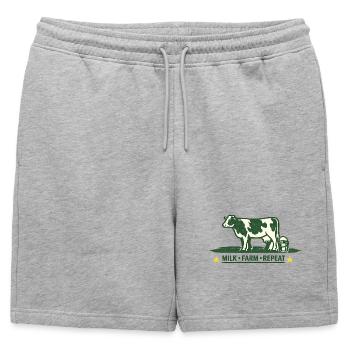 Pour les agriculteurs. Vache à la ferme laitière : répétition - Short de survêtement homme premium - gris chiné - Devant - AI Model Male 178 light (178cm)