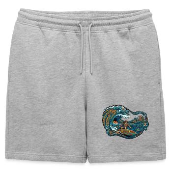 Aventure de vagues géantes de vagues - Short de survêtement homme premium - gris chiné - Devant - AI Model Male 178 light (178cm)