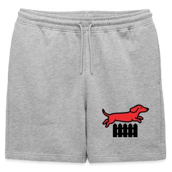 Agilité au saut de clôture teckel - Short de survêtement homme premium - gris chiné - Devant - AI Model Male 178 light (178cm)