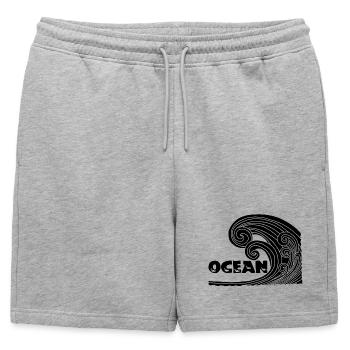La vague noire - Short de survêtement homme premium - gris chiné - Devant - AI Model Male 178 light (178cm)