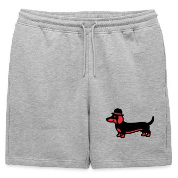 Monsieur au chapeau teckel cool - Short de survêtement homme premium - gris chiné - Devant - AI Model Male 178 light (178cm)