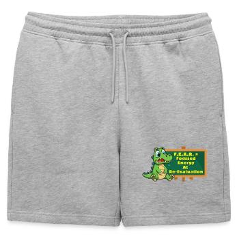 Crock : FEAR = Énergie Concentrée à la Réévaluation - Short de survêtement homme premium - gris chiné - Devant - AI Model Male 178 light (178cm)