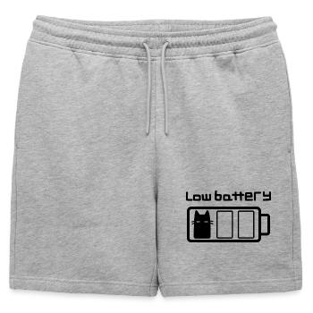Cat à batterie faible - Short de survêtement homme premium - gris chiné - Devant - AI Model Male 178 light (178cm)