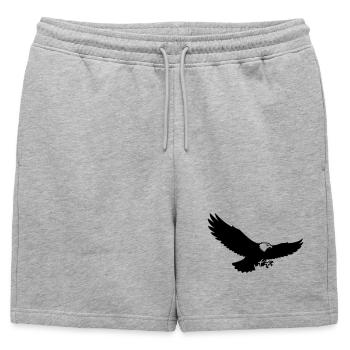 Eagle Silhouette Bird of Prey Logo - Mens' Premium Organic Sweatshorts - heather grey - Front - AI Model Male 178 light (178cm)