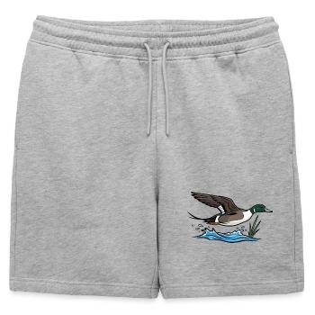 Northern Pintail in Flight Wild Nature - Mens' Premium Organic Sweatshorts - heather grey - Front - AI Model Male 178 light (178cm)