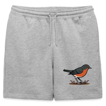 Wild Nature Garden Robin Illustration - Mens' Premium Organic Sweatshorts - heather grey - Front - AI Model Male 178 light (178cm)