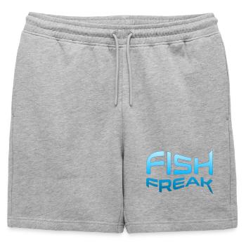 Typographie aquatique de POISSONS FREAK - Short de survêtement homme premium - gris chiné - Devant - AI Model Male 178 light (178cm)