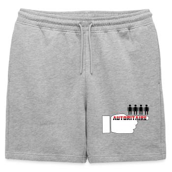 Poing Autoritaire  - Short de survêtement homme premium - gris chiné - Devant - AI Model Male 178 light (178cm)