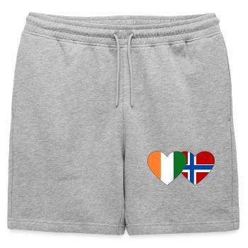 Cœur du drapeau de la Côte d’Ivoire et de la Norvège - Short de survêtement homme premium - gris chiné - Devant - AI Model Male 178 light (178cm)