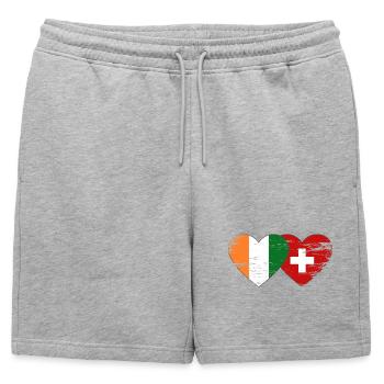 Côte d’Ivoire Drapeaux suisses Cœur utilisé - Short de survêtement homme premium - gris chiné - Devant - AI Model Male 178 light (178cm)