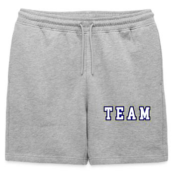 Team lettering - Mens' Premium Organic Sweatshorts - heather grey - Front - AI Model Male 178 light (178cm)