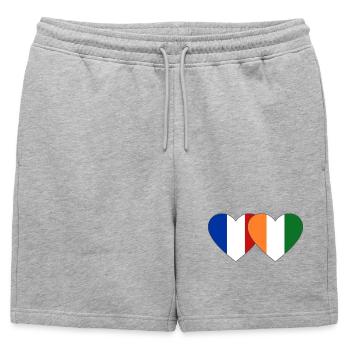 Cœur du drapeau de la France Côte d’Ivoire - Short de survêtement homme premium - gris chiné - Devant - AI Model Male 178 light (178cm)