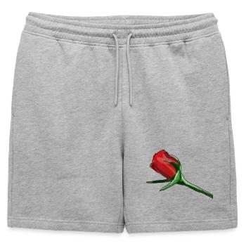 Rose rouge sur peinture noire - Short de survêtement homme premium - gris chiné - Devant - AI Model Male 178 light (178cm)