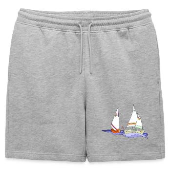Sailboats - Mens' Premium Organic Sweatshorts - heather grey - Front - AI Model Male 178 light (178cm)