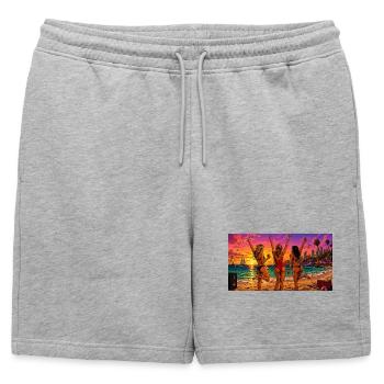Ocean Mood - Mens' Premium Organic Sweatshorts - heather grey - Front - AI Model Male 178 light (178cm)