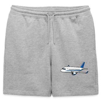 Dessin animé Avion Bleu Blanc - Short de survêtement homme premium - gris chiné - Devant - AI Model Male 178 light (178cm)