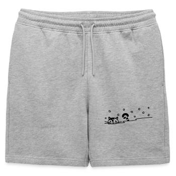 Chat mignon dans la neige - Short de survêtement homme premium - gris chiné - Devant - AI Model Male 178 light (178cm)