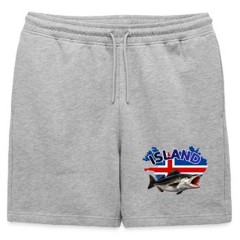 Pêche au charbon en Islande - Pêche à la canne - Short de survêtement homme premium - gris chiné - Devant - AI Model Male 178 light (178cm)