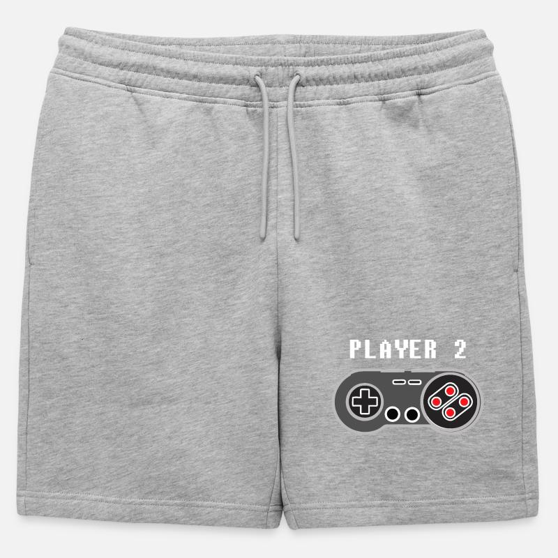 Player 2 Pixel Controller Graphic - Mens' Premium Organic Sweatshorts - heather grey