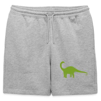 Silhouette de dinosaure vert - Short de survêtement homme premium - gris chiné - Devant - AI Model Male 178 light (178cm)