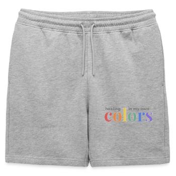 Pride Rainbow Design : Guérir dans mes propres couleurs - Short de survêtement homme premium - gris chiné - Devant - AI Model Male 178 light (178cm)