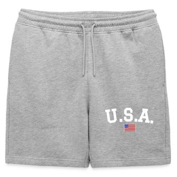Drapeau américain Blanc - Short de survêtement homme premium - gris chiné - Devant - AI Model Male 178 light (178cm)
