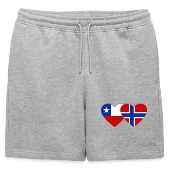Cœur du drapeau du Chili Norvégien - Short de survêtement homme premium - gris chiné - Devant - AI Model Male 178 light (178cm)