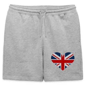 Drapeau britannique en forme de cœur - Short de survêtement homme premium - gris chiné - Devant - AI Model Male 178 light (178cm)