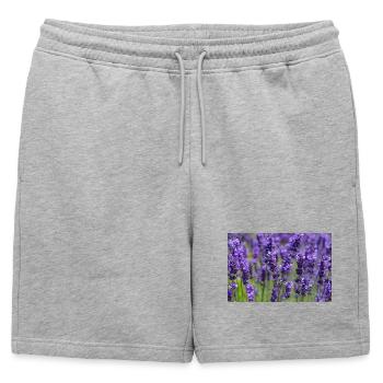 Paysage onirique du champ de lavande - Short de survêtement homme premium - gris chiné - Devant - AI Model Male 178 light (178cm)