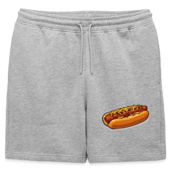 Illustration de hot-dog couvert de fromage - Short de survêtement homme premium - gris chiné - Devant - AI Model Male 178 light (178cm)