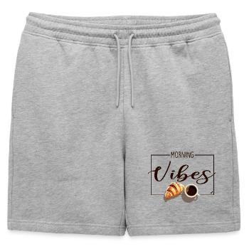 Tasse de café et croissant - Short de survêtement homme premium - gris chiné - Devant - AI Model Male 178 light (178cm)